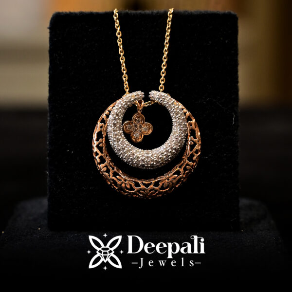 Diamond Solo Pendant | Elegant Gold Pendant | 14K Gold Diamond Jewellery | Modern Diamond Pendant | Deepali Jewels | Designer Diamond Necklace | Everyday Pendant | Real Diamond Pendant | BIS Hallmarked Gold | Floral Diamond Pendant | Gift for Women | Circle Pendant Gold