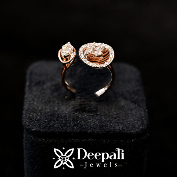 Floral Diamond Ring | Open Diamond Ring | 14K Rose Gold Ring | Petal Design Ring | Diamond Jewellery for Women | Certified Diamond Ring India | Floral Aura Ring | Deepali Jewels Jaipur | Daily Wear Rose Gold Ring | Designer Diamond Rings | Gift for Her | Engagement Ring India