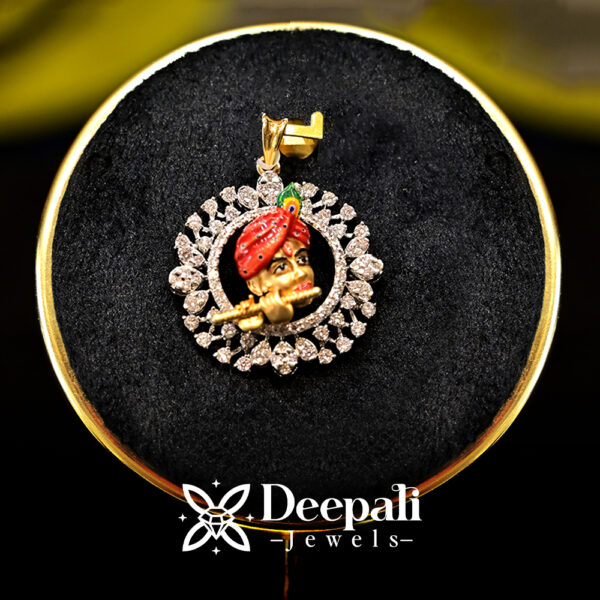 Krishna Pendant | Flute God Pendant | 14K Gold Pendant | Diamond Krishna Pendant | Lord Krishna Jewellery | Religious Gold Pendant | Deepali Jewels | Real Diamond God Pendant | Janmashtami Jewellery | Certified Diamond Pendant India | Hindu God Pendant | Krishna Flute Necklace